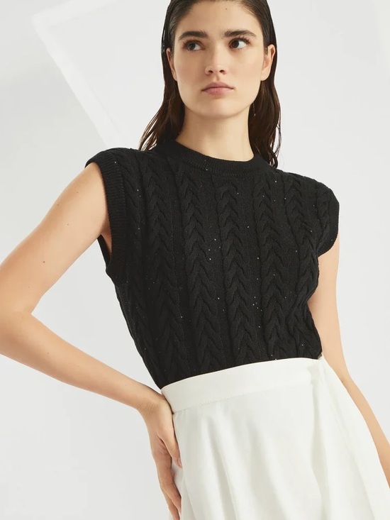 Brunello Cucinelli Tops - BNWT!!! Brunello Cucinelli Cotton Dazzling Double Cable Sweater Vest - Size M